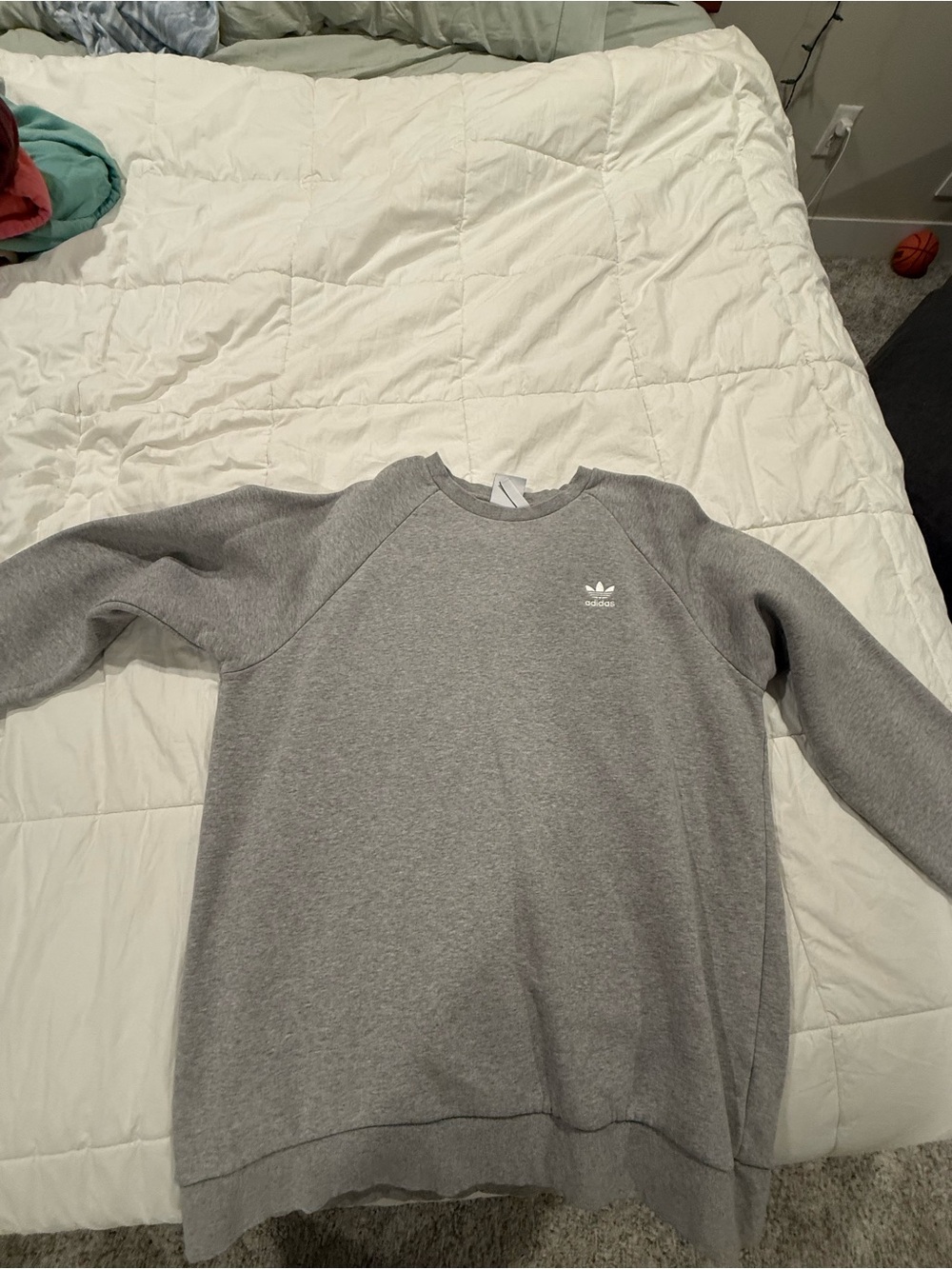 adidas Grey Crewneck Sweatshirt with Trefoil Logo